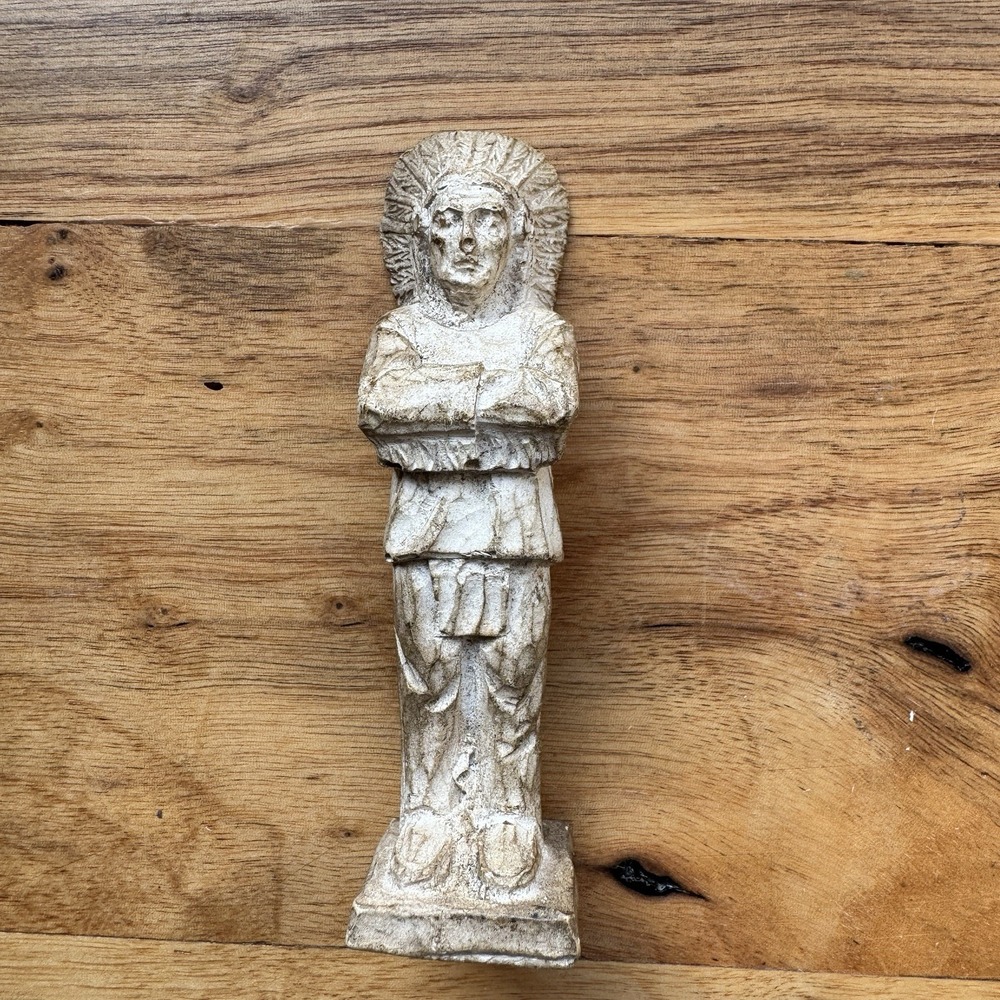 Vintage Wooden? Carved Native American Indian Chief 4" Figurine Unique Old